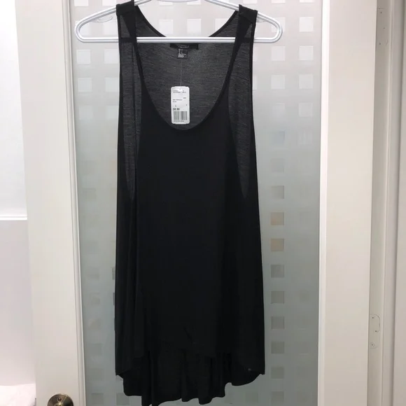 FOREVER 21 Scoop Neck + Side Sheer Knit Bi-Level Tank Top Black, Size L, NWT! - Picture 2 of 14